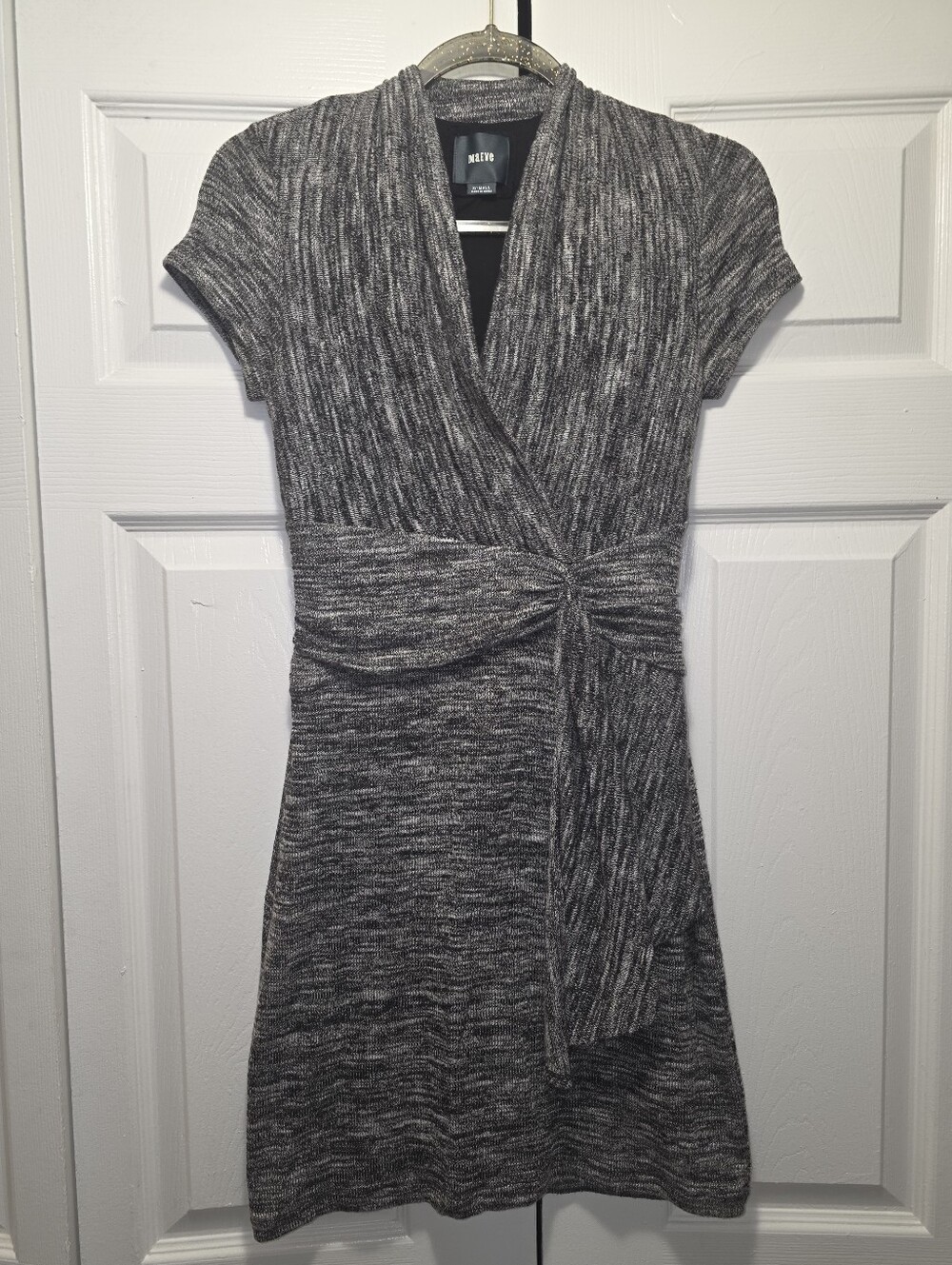 Maeve By Anthropologie Heather Gray Faux Wrap Knit Dress Size XS